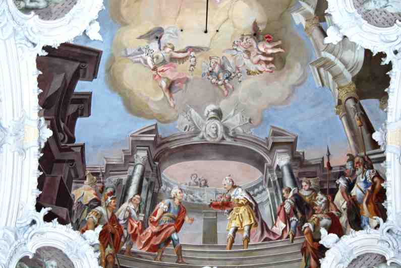 Deckenfresko von Josef Schmutzer mit dem Kirchenpatron